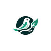 Simple bird leaf logo green natural leaf bird logo. flying bird leaves logo design template vector