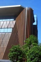 An artistic mall building with brown wood nuances in Semarang city photo