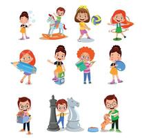 illustration of students in different postures vector