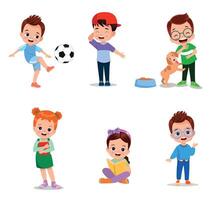 illustration of students in different postures vector