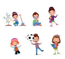 illustration of students in different postures vector