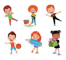 illustration of students in different postures vector