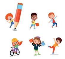 illustration of students in different postures vector