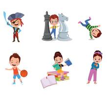 illustration of students in different postures vector