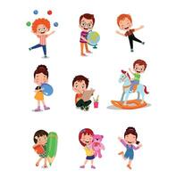 illustration of students in different postures vector