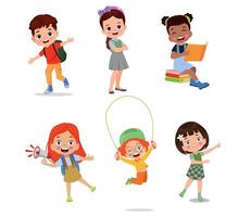 illustration of students in different postures vector