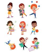 illustration of students in different postures vector