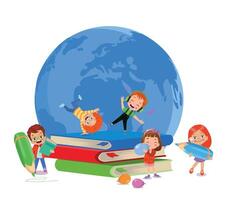 illustration of students in different postures vector