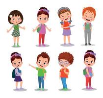 illustration of students in different postures vector