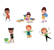 illustration of students in different postures vector