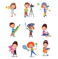 illustration of students in different postures vector