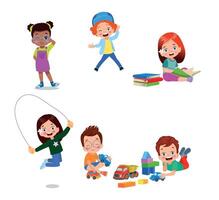 illustration of students in different postures vector