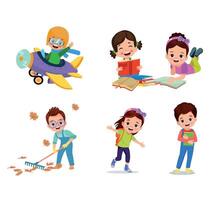 illustration of students in different postures vector