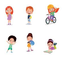 illustration of students in different postures vector