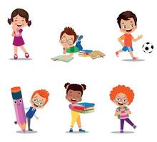 illustration of students in different postures vector