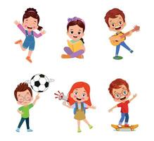 illustration of students in different postures vector