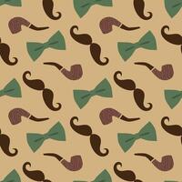 Father's day seamless pattern. Bow tie, mustache and tobacco pipe. illustration for wrapping paper, background, greeting card vector