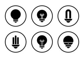 Light bulb icon set collection on circle line. Lamp concept vector