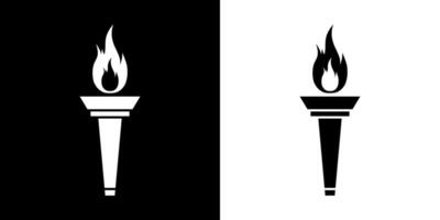 Fire torch with fire icon in generic style. Sports torch concept vector