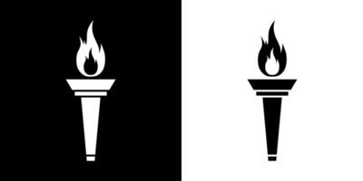 Fire torch with fire icon in generic style. Sports torch concept vector