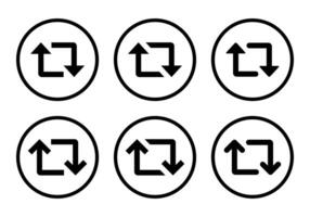 Repeat arrow icon set collection on circle line. Social media repost concept vector