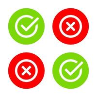 Check and cross mark icon in flat style. Tick and x concept vector