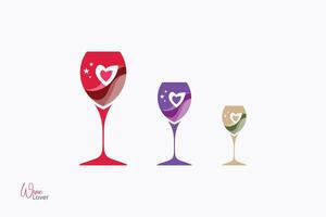 different color wine glass illustration vector