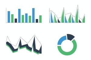 Bar graph and line graph templates, business infographics vector