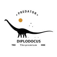 vintage hipster dinosaur, diplodocus logo silhouette art icon vector