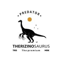 vintage hipster dinosaur, therizinosaurus logo silhouette art icon vector