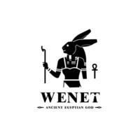 Silhouette of the Iconic ancient Egyptian god wenet, Middle Eastern god Logo for Modern Use vector