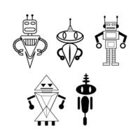 set of robot android icons vector