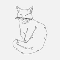 cute cat sleeping. continuous one line drawing. editable stroke. animal, pet, sleeping concept. graphic illustration. vector