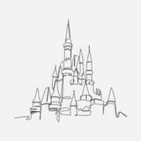 Continuous one line drawing of castle. Editable stroke. Isolated on white background. Graphic illustration. vector