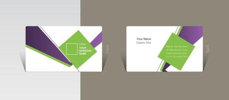 Abstract minimal business card design with purple and green lines vector