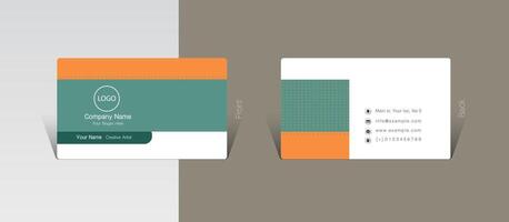 Abstract visit card design with green and orange colors vector