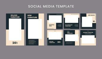 Furniture social media post template design for promotion. Business illustration. vector