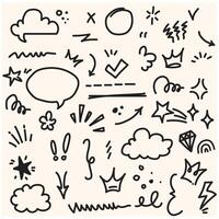 Sketch underline, emphasis, arrow shape set with illustration style and doodle vector