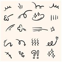 Sketch underline, emphasis, arrow shape set with illustration style and doodle vector