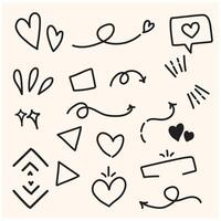 Sketch underline, emphasis, arrow shape set with illustration style and doodle vector