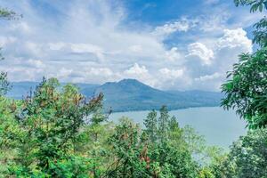 mountain and lake Batur in Bali scenic view photo