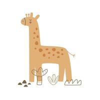 cartoon giraffe, decorative elements. vector