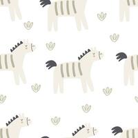 Seamless pattern with cartoon zebras. vector