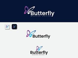 Butterfly logo design template with gradient color vector