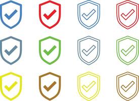 Simple security tick icon solid pictogram isolated on white background vector
