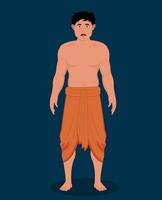 Indian poor man cartoon character design for 2d animation vector