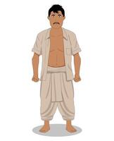 A village men standing front view cartoon character design vector