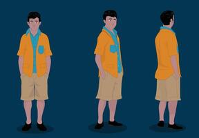 A Indian village boy cartoon character set for 2d animation vector