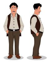 A man front and side view cartoon character design for animation vector