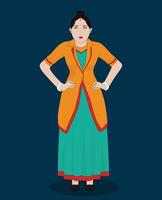 Indian women front view cartoon character design vector